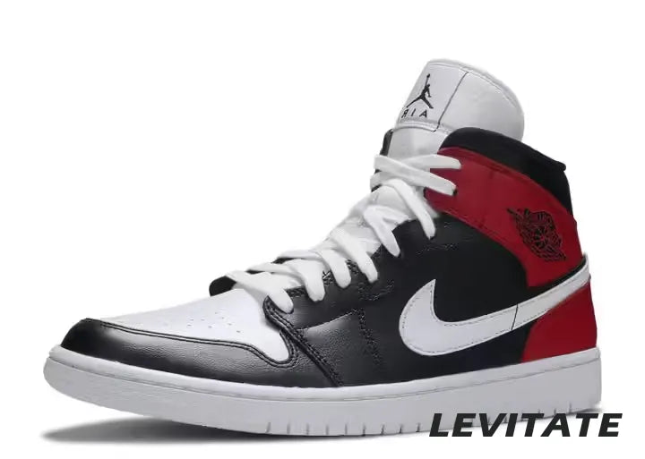 Jordan 1 Mid Black 'Noble Red' Womans