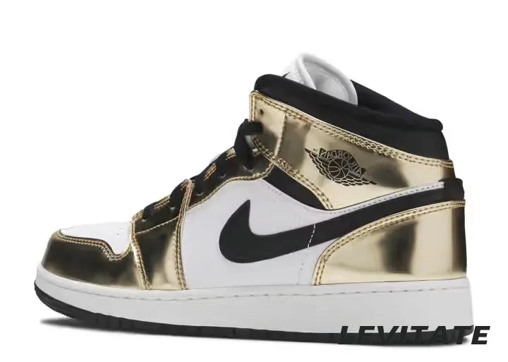 Nike Air Jordan 1 Mid "Metallic Gold Black White" GS