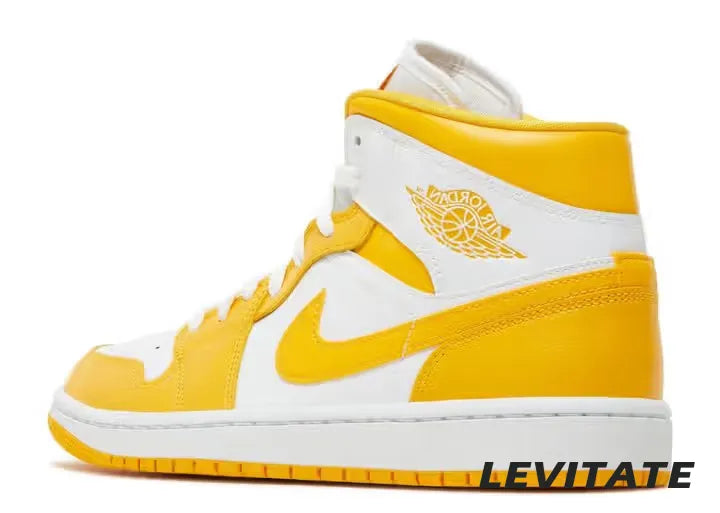 Nike AIr Jordan 1 Mid 'White University Gold'  Womans