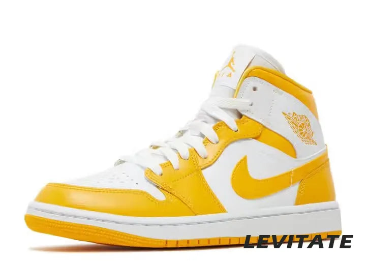 Nike AIr Jordan 1 Mid 'White University Gold'  Womans