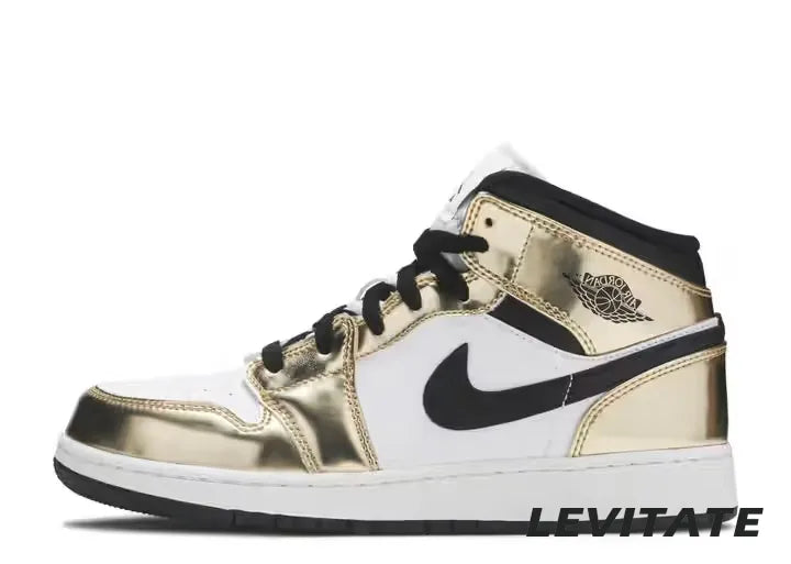 Nike Air Jordan 1 Mid "Metallic Gold Black White" GS