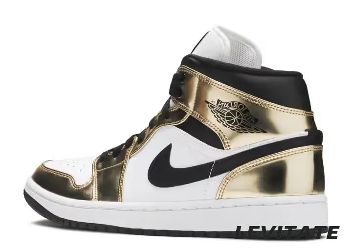 Nike Air Jordan 1 Mid "Metallic Gold Black White" Mens
