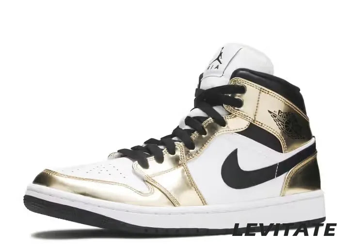 Nike Air Jordan 1 Mid "Metallic Gold Black White" Mens