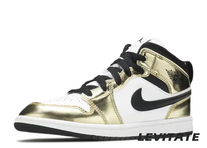 Nike Air Jordan 1 Mid "Metallic Gold Black White" GS