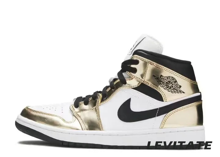 Nike Air Jordan 1 Mid "Metallic Gold Black White" Mens