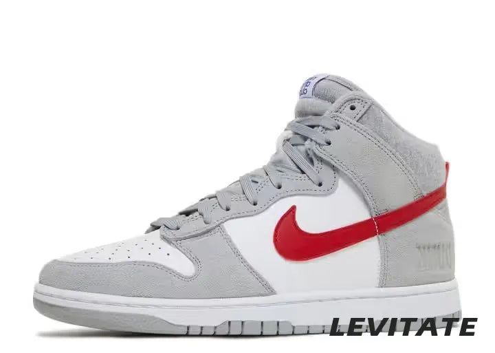Nike Dunk High 'Light Smoke Grey Gym Red' Mens